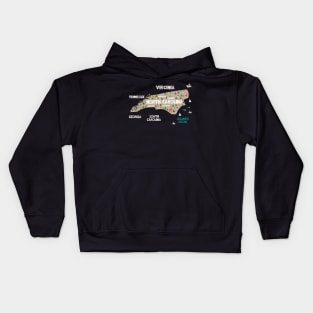 North Carolina Illustrated Map Kids Hoodie